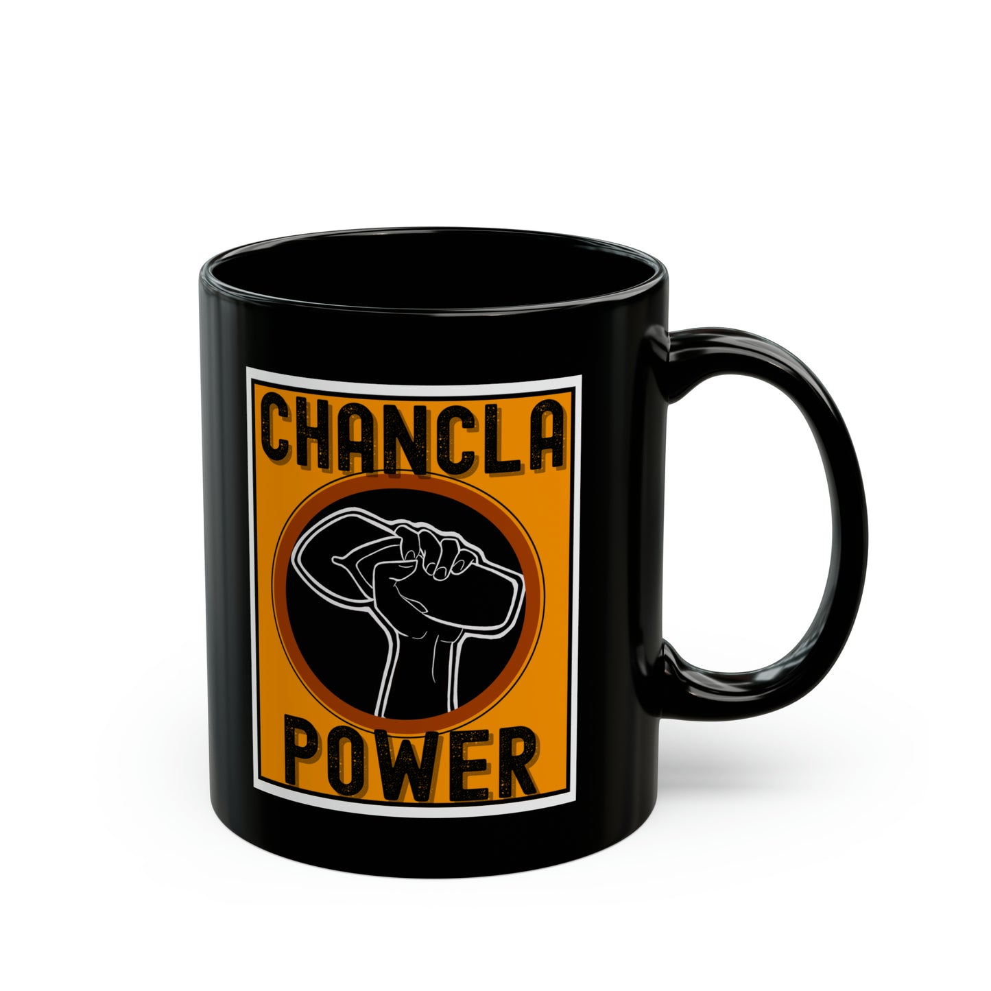 11oz - Mug - Chancla Power Mug - (Black/Orange)