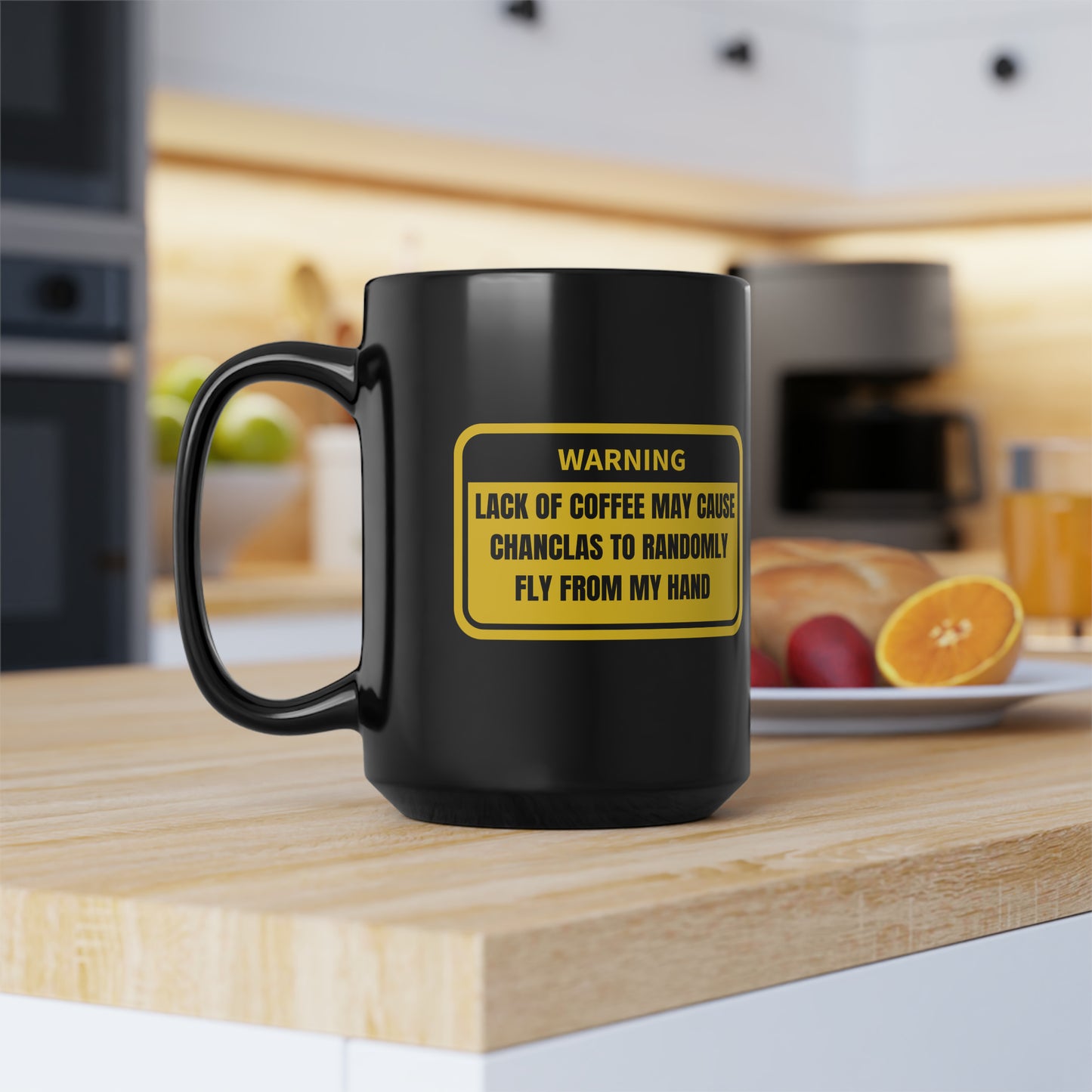 15oz - Lack of Cofee Chancla Warning (Black)